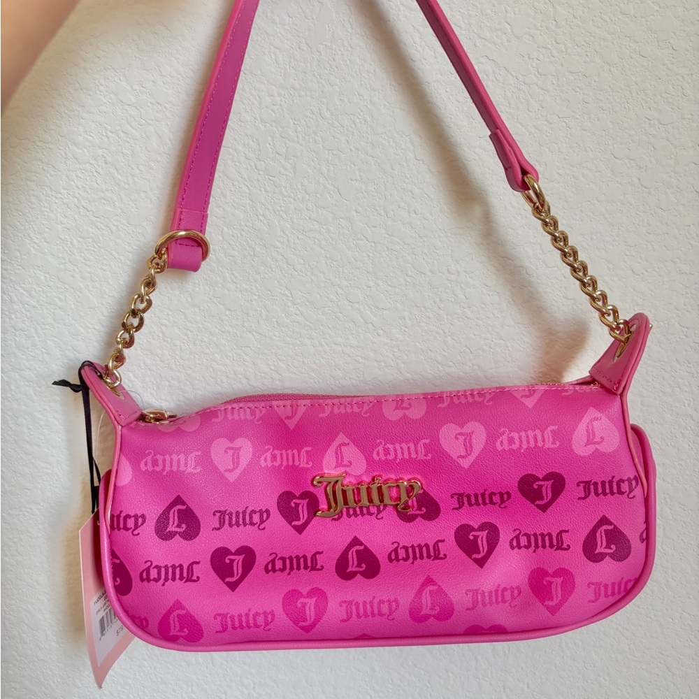 Juicy Couture Pink Heart Print Shoulder Bag